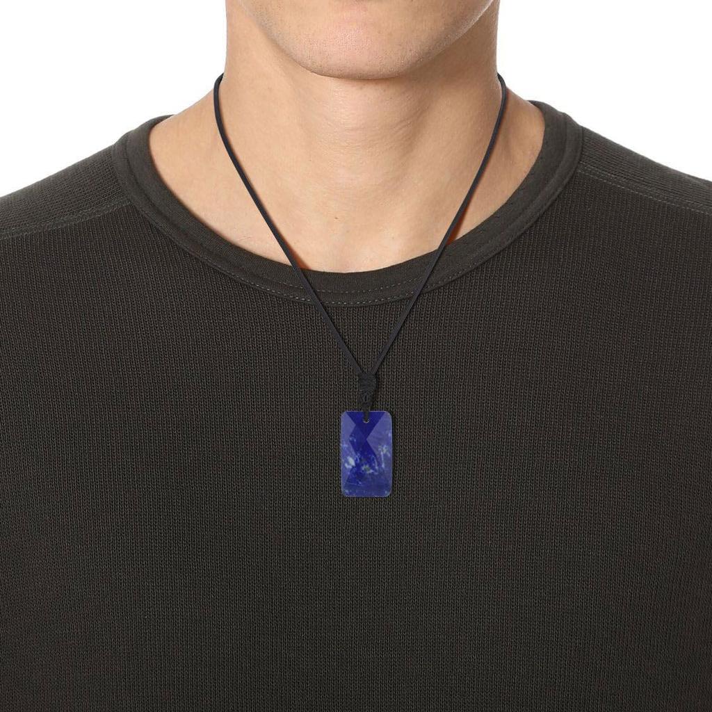 [KOAI] Lapis Lazuli Plate Adjustable Length Power Stone Necklace for Women and Men