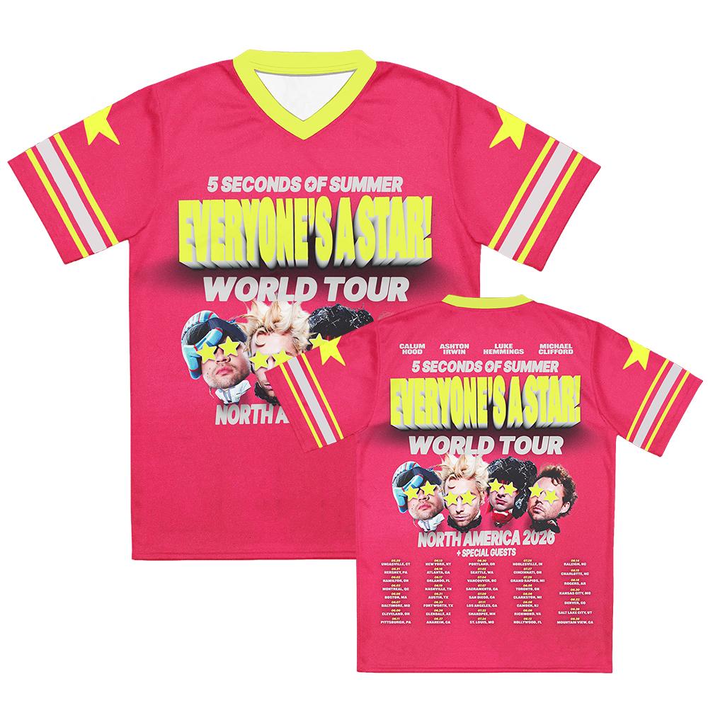 

5 SECONDS OF SUMMER 5SOS Jersey 2026 North America Tour Graphic T-shirt Short Sleeve V-neck Loose Tees Design 3D Print Shirt XXXL