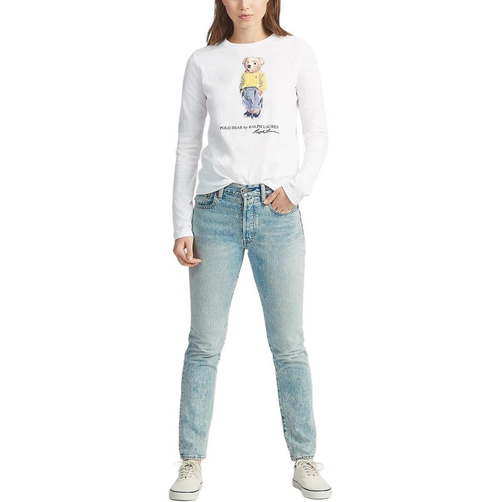 Polo Ralph Lauren Bear Graphic Print Long Sleeve T-Shirt Women Tops WMPOKNIN6810187-E86