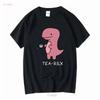 Tea Rex Cute Dinosaur T Shirt Mom Lover Dino Coffee Punny Tea Rex Birthday Gift Vintage Washed Breathable Stretched