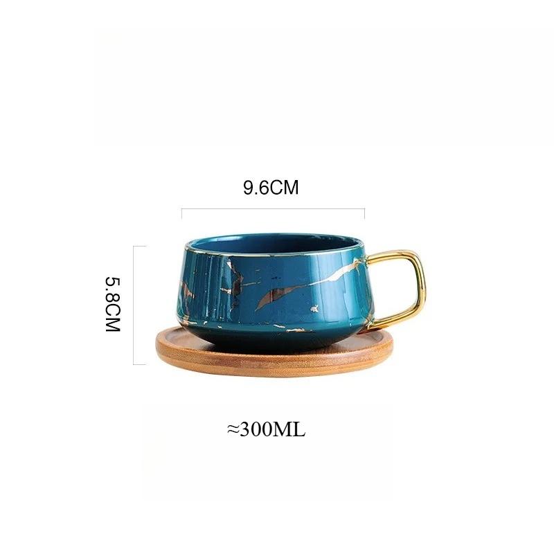 Nordic Marble Ceramic Coffee Mug Set With Lid Spoon Saucer Creative Couple Cup for Home Office Breakfast Afternoon Tea Gift
