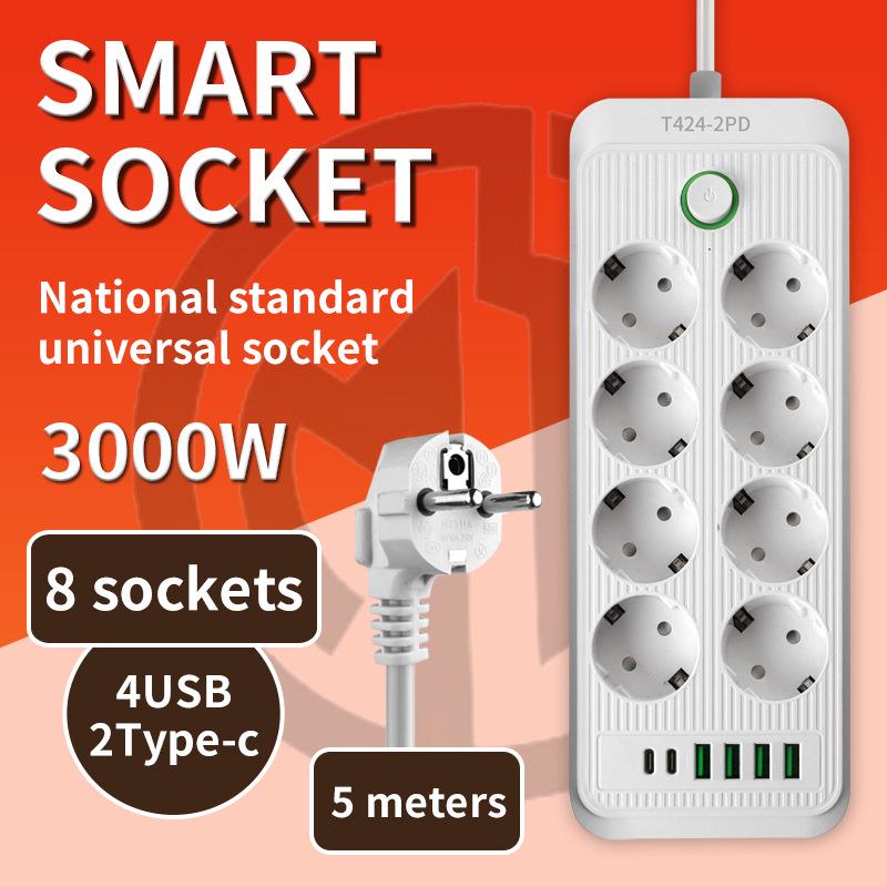 European Standard 16A Power Strip with Two-Pin Socket for Russian, German, Korean, and Austrian Use