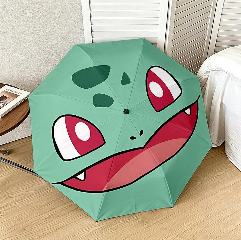 Bulbasaur Icon 8 Ribs 3Fold Black Glue Uv Protection Umbrella Sun Protection Rainproof Compact Folding Umbrella For Travel Daily Use C923551