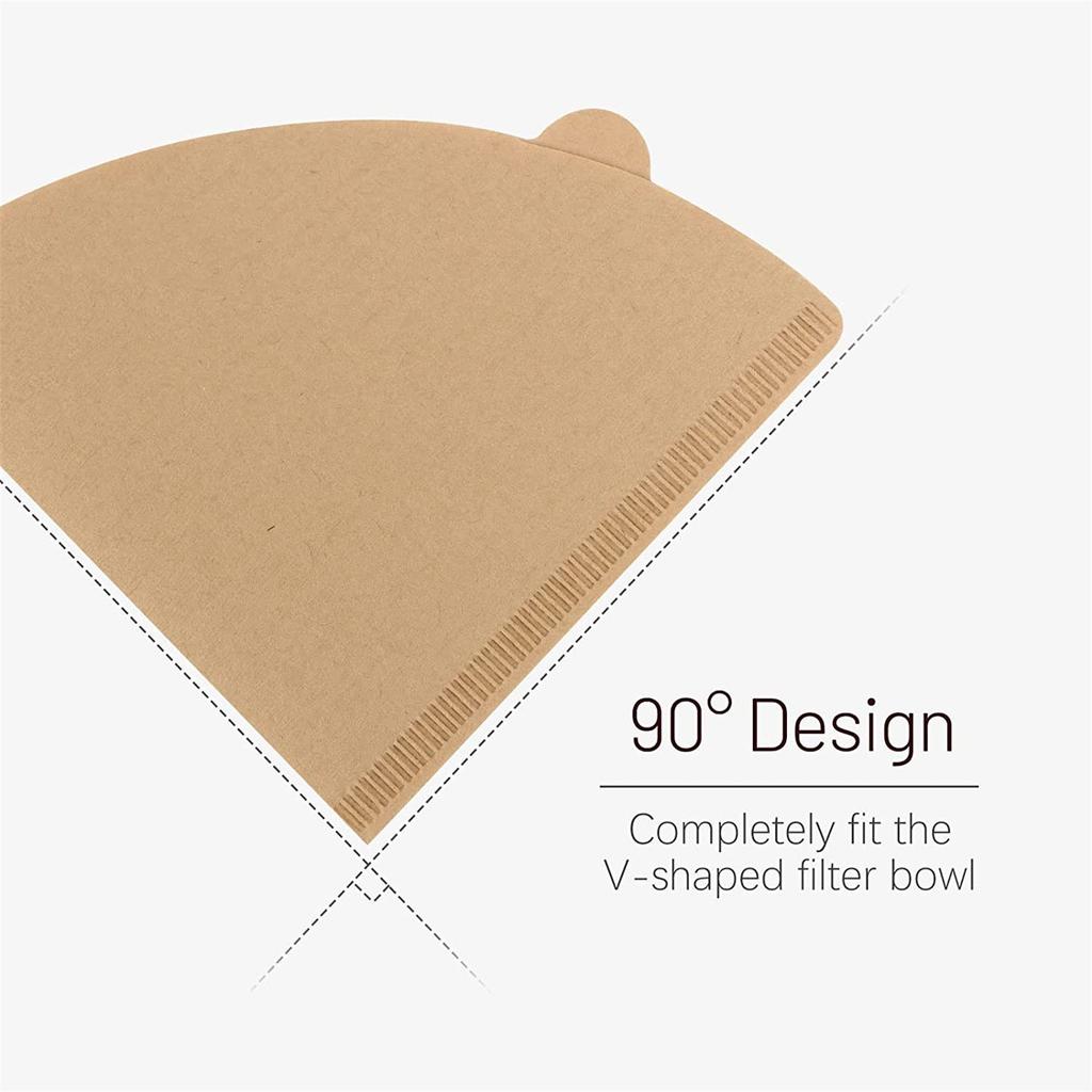 Kávové filtry, 100 kusů, 2-4 šálky, přírodní papírové filtry, kompatibilní se všemi drippery velikosti č. 2 (Nebělené, 100)