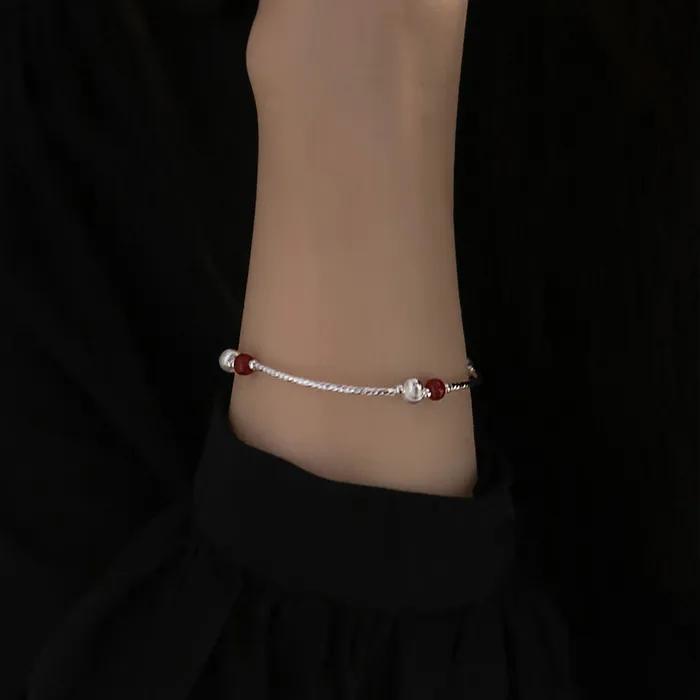 925 Silver Carnelian Point Banding Bracelet