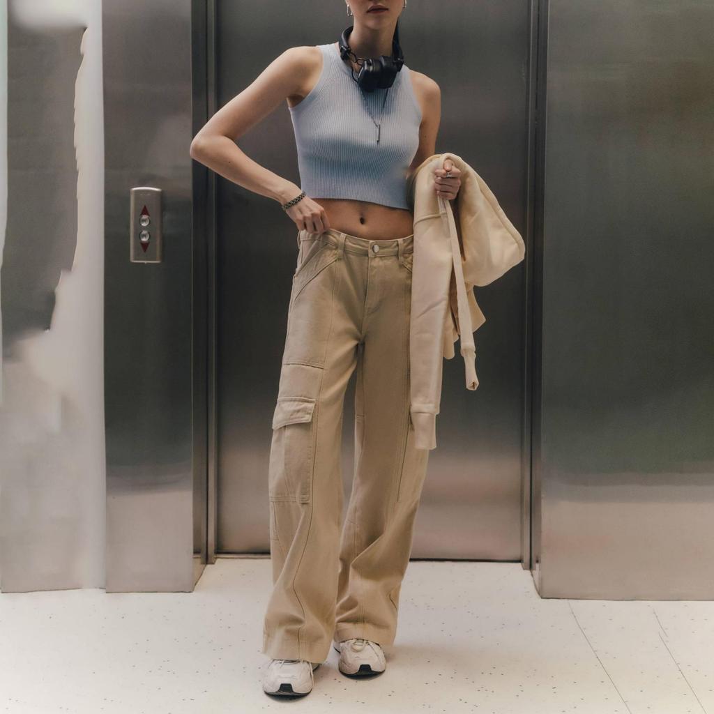 Damen T-Shirt mit V-Ausschnitt, ärmellos, Streifenmuster, für Damen, T-Shirt, Street-Strickmode