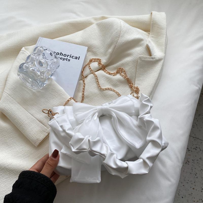 This Year's Popular Small Bag Women's 2026 New Fashion Casual Chain Cross Body Cute Bow Tie Single Shoulder Underarm Bag