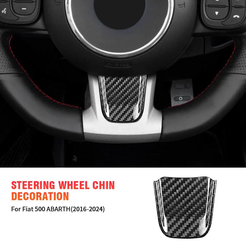 Carbon Fiber Steering Wheel Chin Decorative Sticker 6 Color Interior Accessory Kit for Fiat 500/ABARTH 2020-2023 чёрный