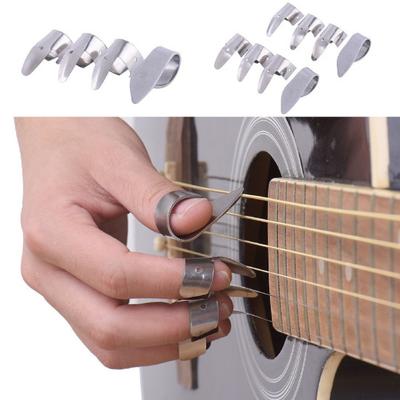 4Pcs Finger Picks Open End Plectrums for Steel Stringed Instrument Convinent Stainless Guitar