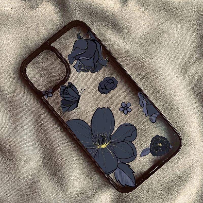 vintage Hand Painted Flower Phone Case for Iphone 15 X XS XR Shockproof Case for IPhone 16 8 Plus SE2 13 12 11 14 Pro MAX Cover