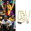 Atuendo de los 80s 90s Kit de Disfraz Hip Hop Collar Anillos Gafas de Sol Accesorios Geniales para Rapper Disfraz de Halloween Cosplay Regalos