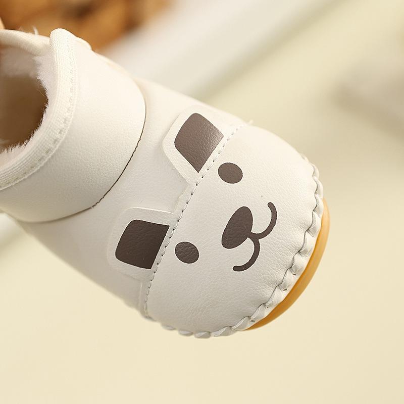 Winter Style Walking Shoes 0-1.5 Years Old, Soft-Soled Walking Shoes for Boys and Girls, 3-6-12 Months Fleece-Lined Cotton Shoes.