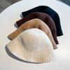 Hand crocheted bucket hat women's versatile wool bucket hat autumn and winter thermal basin hat