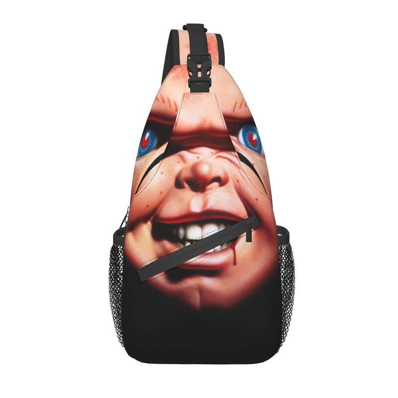 Horror Killer Chucky Sling Crossbody Chest Bag Men Fashion Child's Play Movie Shoulder Backpack for Travel Cycling