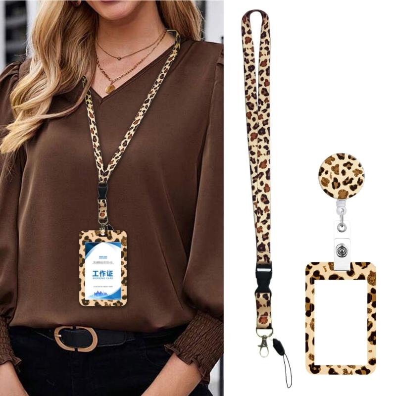 Retractable Lanyard Badge Holder Card Holder with Lanyards Retractable Keychain Badge Holder for Office School Hospital