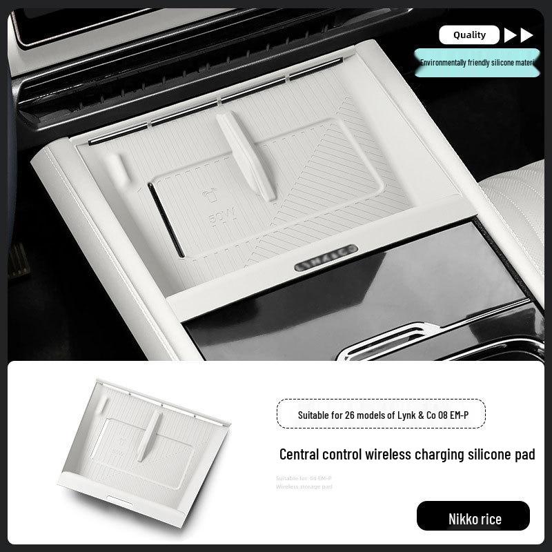 Silicone Anti-slip Wireless Charging Pad for 26 Lynk & Co 08 Models (Center Console Phone Accessory)
