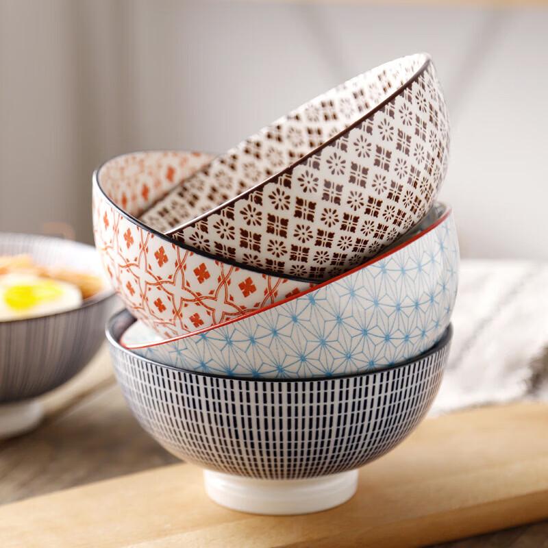 Diruien Ceramic Footed Rice and Soup Bowls