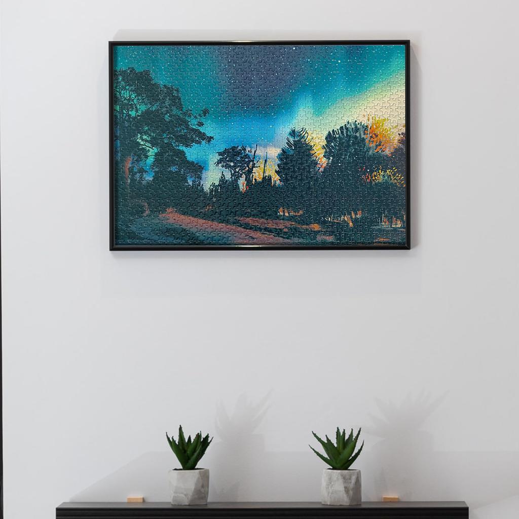MISITU Micro Piece Jigsaw Puzzle, 1000 Pieces, Landscape, Painting, Plants, Forest, Nature, Starry Sky, Aurora, Gift, Birthday, Christmas, Stylish