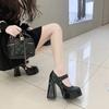 Ladies' High Heels 12cm French Mary Jane Shoes Thick Heel  Waterproof Platform Super Single Shoes Sandalias De Tacón 2025