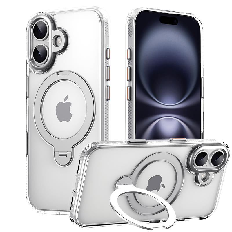 KEYSION 360° Rotating Magnetic Ring Stand Case for MagSafe for iPhone 17 17 Air Matte Transparent Shockproof Phone Back Cover