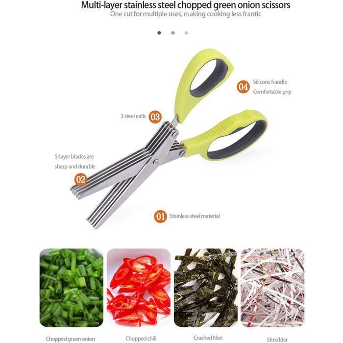 Kitchen Scissors - Mumusuki - 5 Stainless Steel Blades - Cleaning Comb - Non-slip
