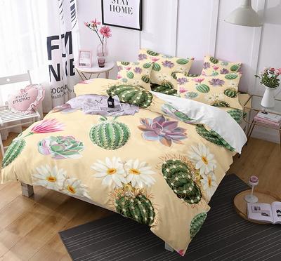 Cactus Duvet Cover Set Queen King Size Green Plants Boys Girls Teen Bedding Set 3 Piece Set with 2 Pillowcases Super Soft