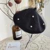 Autumn and winter woolen pearl mesh beret children British retro painter hat pumpkin bud hat tide
