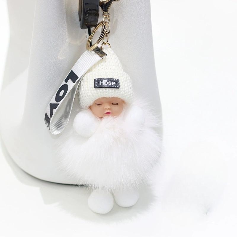

Пушистый брелок, подвеска для сумки, кукла в шляпе белый