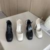 Summer New Sandals for Women with A Buckle and Thick Heel 13CM Square Toe Hollow High Heels for Women Sandalias