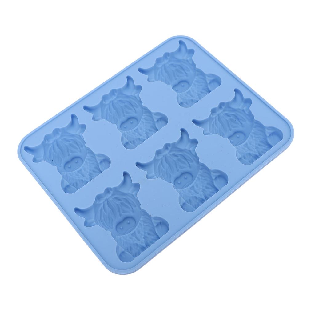 6 Cavity Mini Highland Cow Ice Cube Mold Silicone Reusable 3D Ice Tray for Whiskey Cocktail Beer