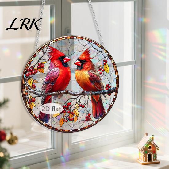 Decorative Chains for Hanging Ornaments Christmas Acrylic Window Decor, 2D Holographic Stained Glass Art Indoor Festive Atmosphere Decor Ornament with