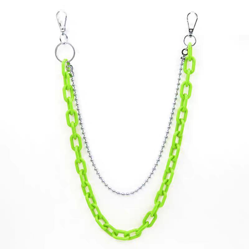 European & American Hip-Hop Style Double-Layer Fluorescent Acrylic Waist Chain with Pendant
