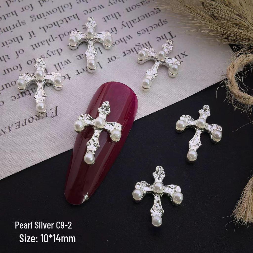 Internet Celebrity 3D Pearl & Diamond Nail Art Alloy Jewelry