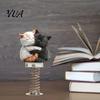 Funny Vehicle Wobble Decor Cute Cat Car Dashboard Decorations with Spring Swing Design, 2D Flat Acrylic Kitten High Elastic Ornaments, Stable