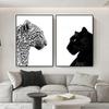 Large Black and White Leopard and Panther Wall Arts Prints, Wildlife Animal Posters Living Room Home Decor Wall Decor, NO Frame