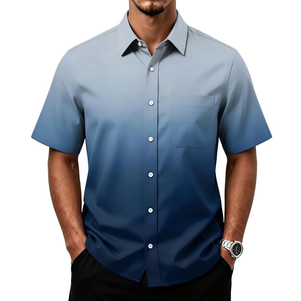 Men's Casual Short Sleeve Button Down Shirt with Chest Pocket Lightweight Breathable Summer Shirt for Everyday Wear