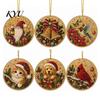 Acrylic Santa Hanging Ornaments 6 Pcs Christmas Pearl Art Ornaments, 2D Flat Holiday Tree Pendant, Decorations Effect Decoration for Home Wall