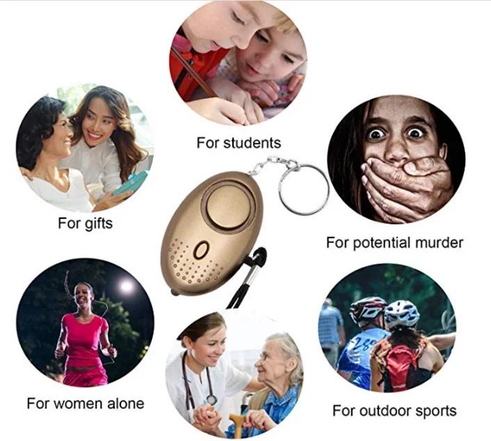 130DB Personal Security Alarm Emergency with LED Buckle Key Lights Emergency Safety Alarm for Women Men Children Elderly