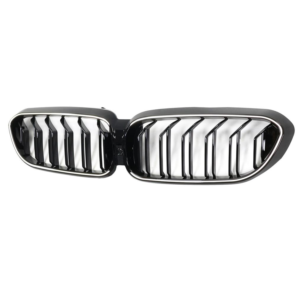 Double Slat Front Kidney Grille Fit BMW 5 Series G30 G31 2017-2020 Gloss Black