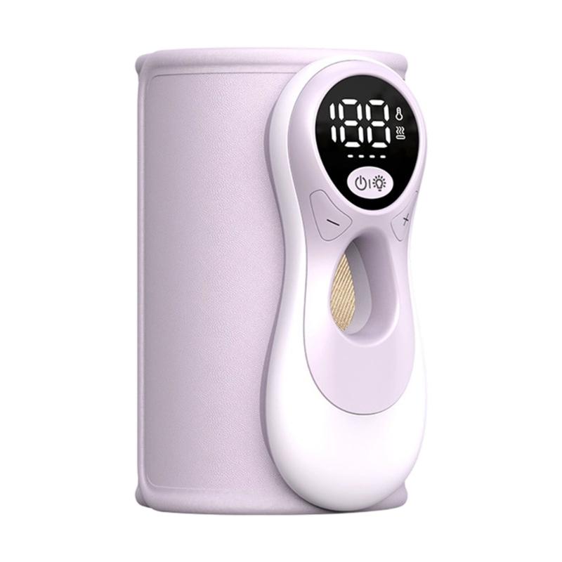 

Baby Bottle Warmer Sleeve Waterproof PU Leather Bottle Case with Type C Power Cord For Newborns фиолетовый