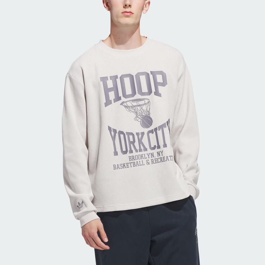 Adidas Originals Hoop York City Waffle Top Loose Fit Long Sleeve T-Shirt Unisex Tops KE6111