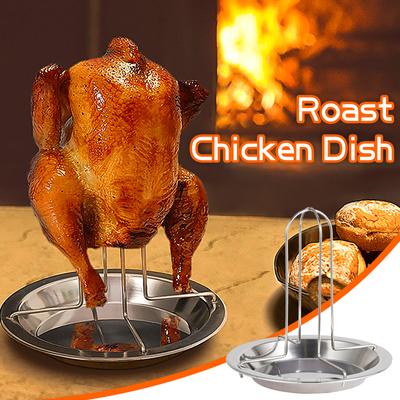 New High Quality Chicken Duck Holder Rack Grill Stand Roasting for BBQ Rib Non Stick Carbon Steel BBQ Grills Chicken Plate