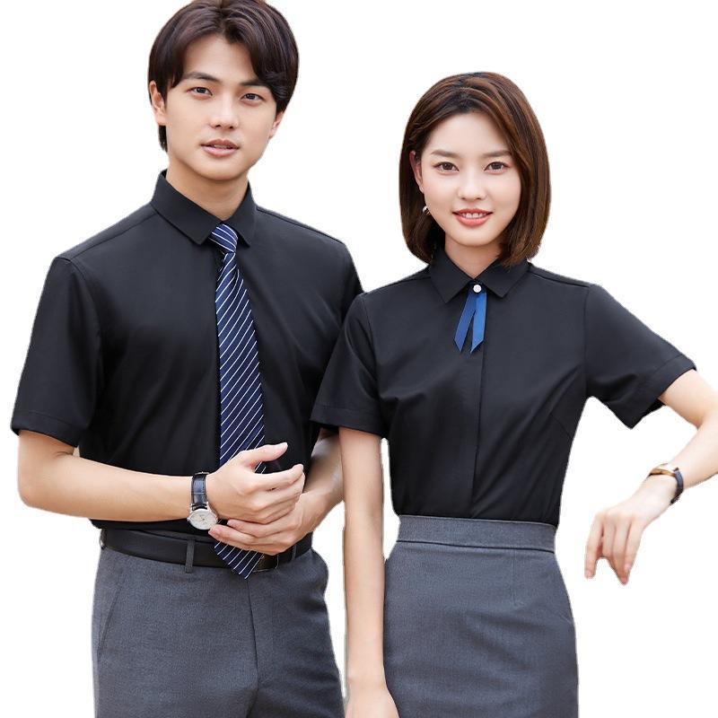 Long Sleeve Slim Bamboo Fiber Shirt Workwear Men's and Women's Professional Suit Tooling White Shirt Dress Printing LOGO