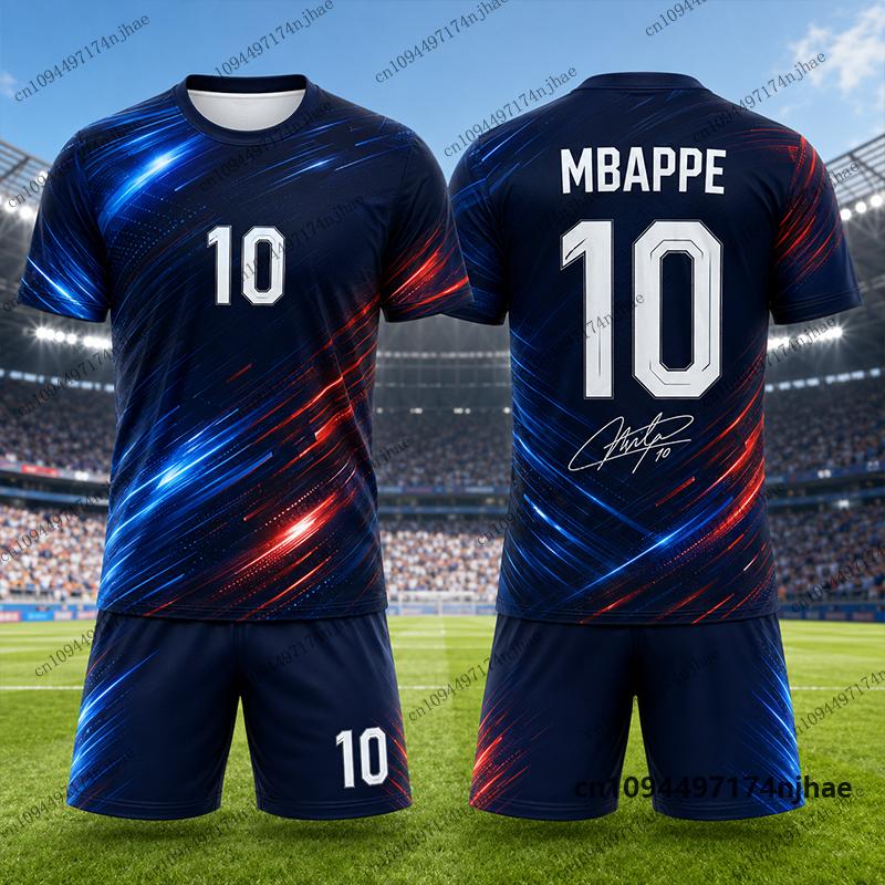 2026 Çocuk Eşofman Takımı Mbappe #10 Baskılı Tişört+Şort Setleri Futbol Forması Fransa Taraftar Kıyafeti Spor Çocuk/Yetişkin Kıyafetleri