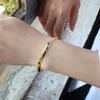 Classic Simple Stainless Steel Bangle Bracelet 4mm Beveled Edge Opening Cuff Bangles Small Silver Gold Color for Women Men