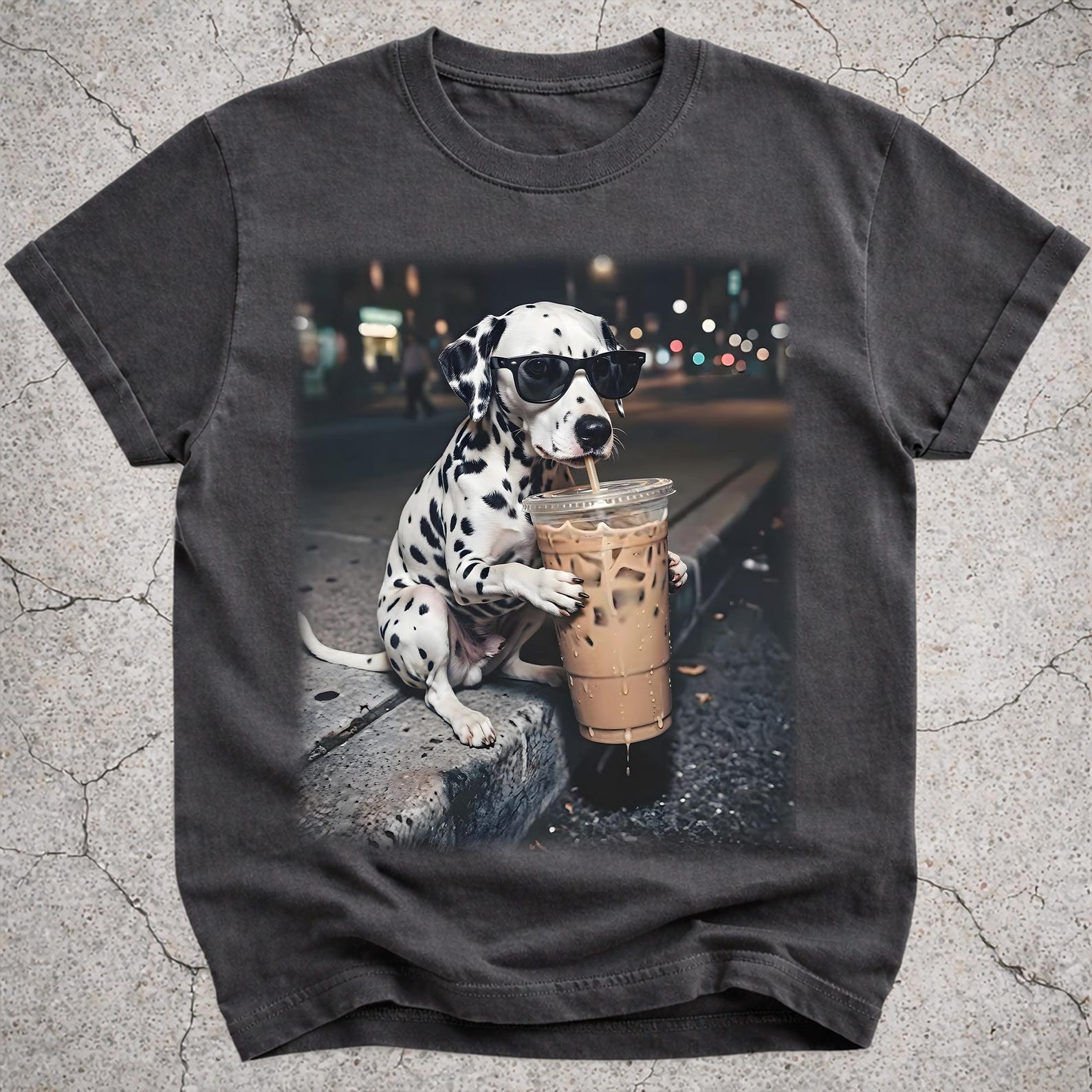 Funny Dalmatian Drinking Iced Coffee Shirt, Dog Mom Gift, Dalmatian Lover Tee S