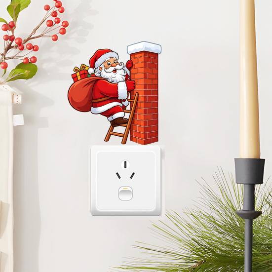 Holiday Wall Sticker Christmas Santa Claus Switch Sticker, Light Decal for Xmas Holiday, Easy Peel Stick Removable Self-Adhesive Living Room