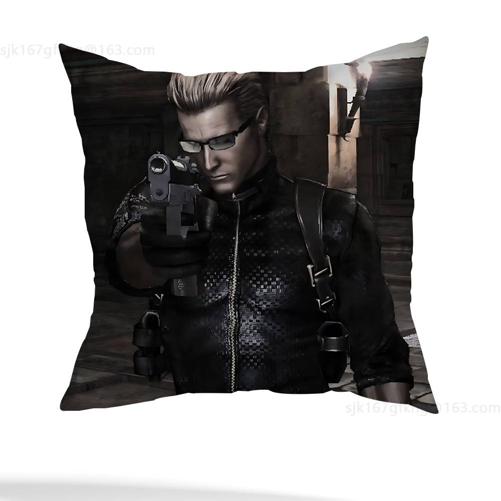 Albert Wesker Pillow Case Anti-dustmite Pillowcase Invisible zipper silky short plush Sofa cushion cover