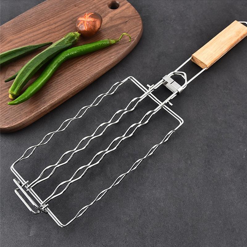 Stainless Steel Barbecue Mesh, Detachable Folding Grill Clip, Ham Sausage Specific Grill, Outdoor Portable Barbecue Rack