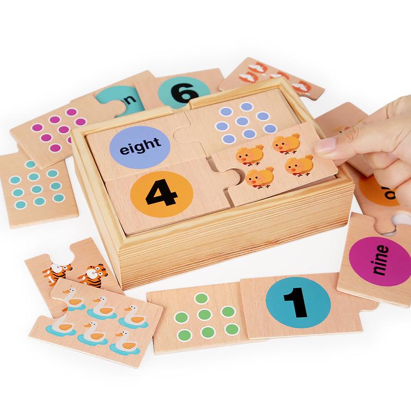 Children'S Early Education Digital Enlightenment Pairing Wooden Box Puzzle Digital Decomposition Cognitive Intellectual Development Toy